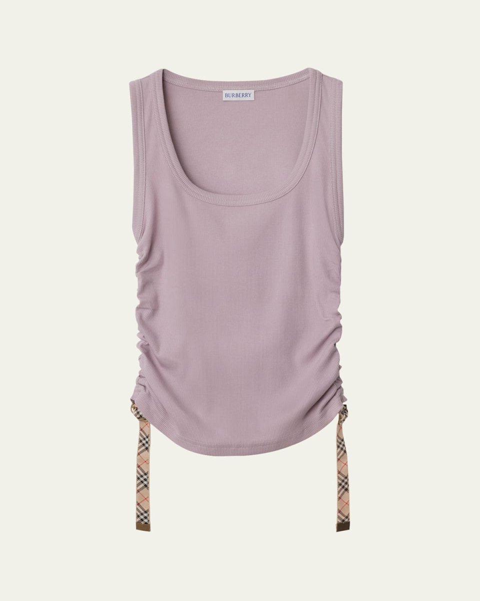 Ruched Drawstring Cotton Tank Top